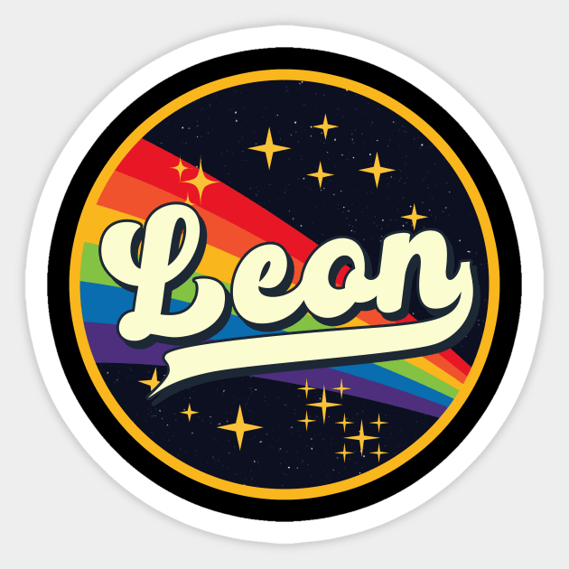Leon // Rainbow In Space Vintage Style Sticker by LMW Art